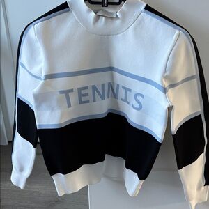 Tory Burch Women's Black and White Tennis Sweater